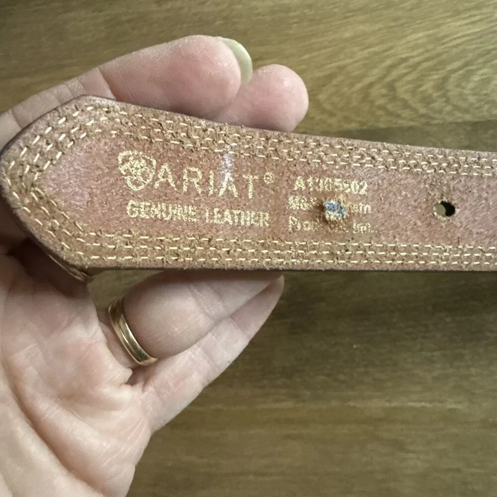 Ariat Genuine Leather Youth Child’s Belt Rodeo Champion And Buckle Size 24
